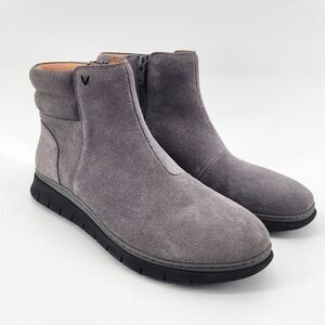 Vionic Arya Grey Nubuck Leather‎ Ankle Boots New Size 8